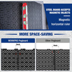 WORKPRO Metal Pegboard 16”x 32” Steel Panel with Round Holes & Vertical Slots 3-Pack, Black Heavy Duty Garage Peg Board Wall Pegboard for Wood Working Work Shop, Craft Room Organization