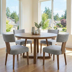 Linen Dining Chairs Set of 4, Modern Dining Chair with Wood Legs, Upholstered Dining Chairs for Dining Room, Kitchen, Vanity, Living Room, Grey