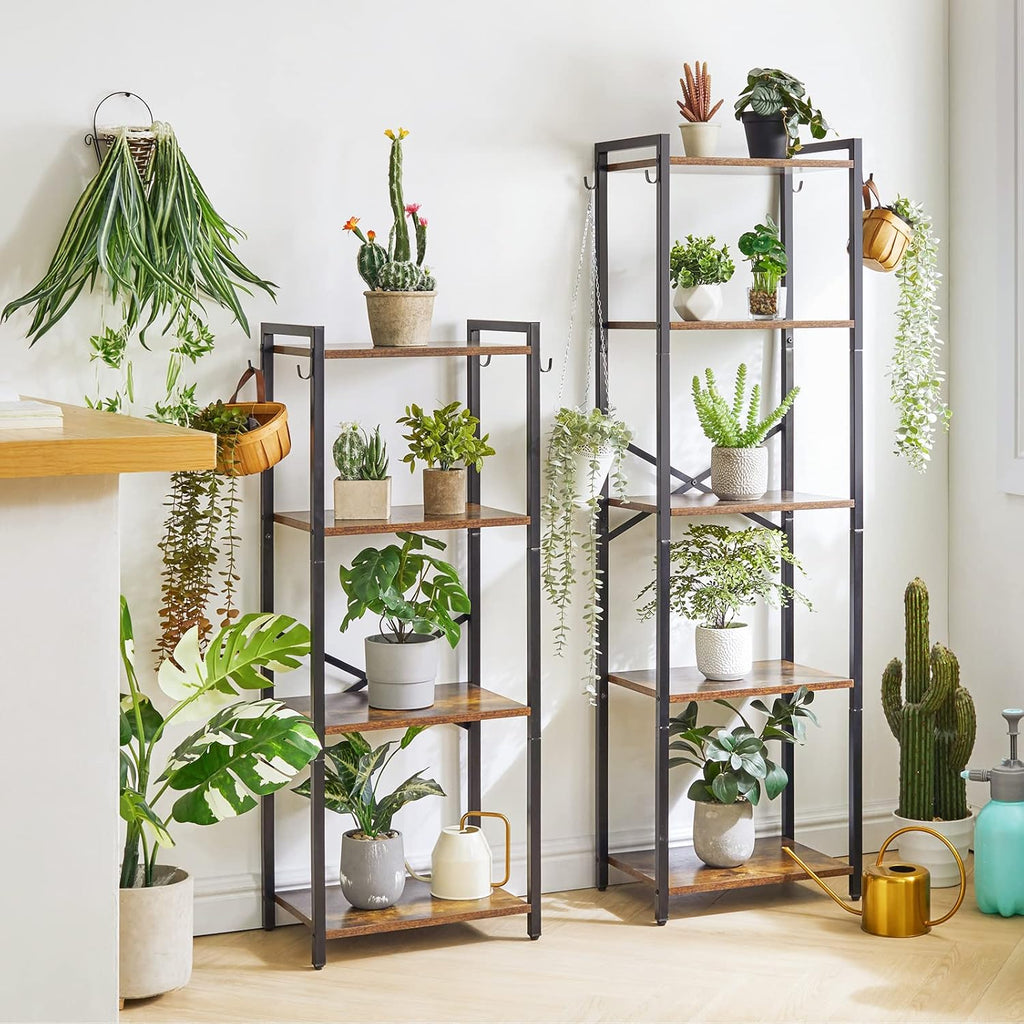 5-Tier Ladder Shelf, Organizational Bookshelf, Corner Organizer Rack, Office, Adjustable, Lightweight, Durable, Portable, User-Friendly, Compact, Storage, Narrow, Shelving