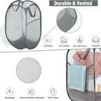 BATTOO Deluxe Strong Mesh Pop up Laundry Hamper Basket with Side Pocket for Laundry Room, Bathroom, Kids Room, College Dorm or Travel 2 Pack White