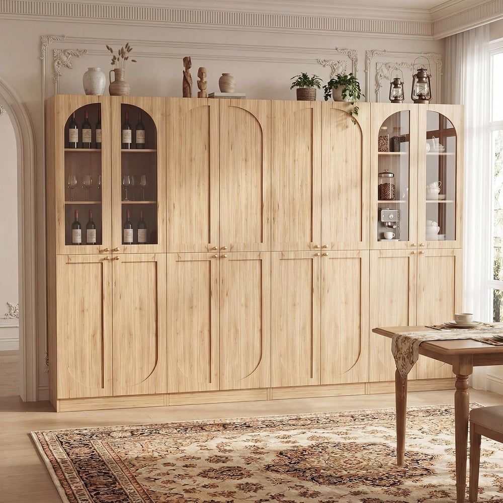 Cyclysio 80" Tall Kitchen Pantry Cabinet, 47" Wide Arch Storage Cab...