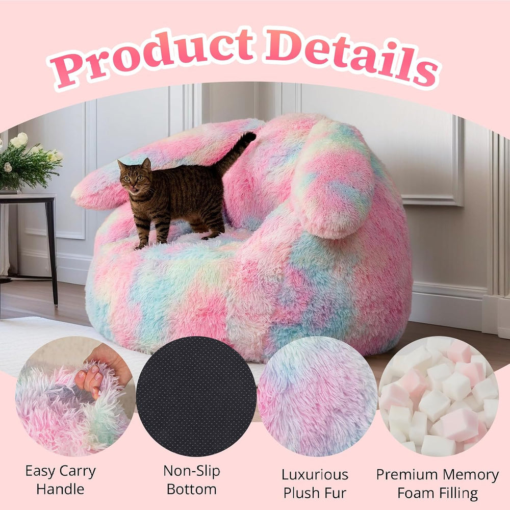 Achicsofar Giant Bean Bag Chair for Adults Teens, Faux Fur Bunny Beanbag | Ar...