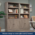 Sauder Miscellaneous Storage 5-Shelf Bookcase with Doors, L: 35.28" x W: 13.23" x H: 69.76", Laurel Oak Finish