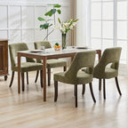 UVV Wooden Dining Chairs Set of 4, Mid Century Modern Chenille Upholstered Dining Room Chair Kitchen Chairs, Farmhouse Dinner Chair with Solid Wood Legs for Kitchen Dining Room, Green