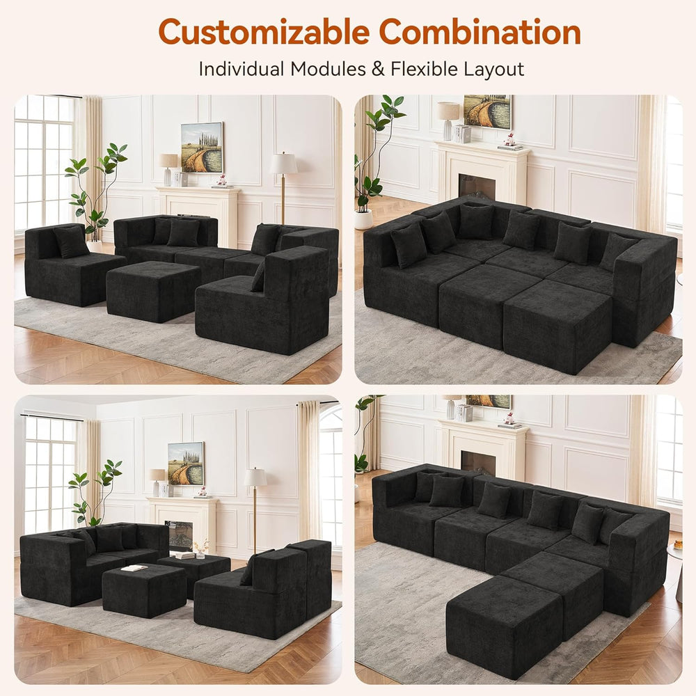MONVANE 130'' Modular Sectional Cloud Couch for Living Room, 6 Seater...