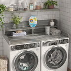 2-Tier Washer Dryer Countertop with 2.75"H Edge Rails, 54" W x 27.55" D Laundry Countertop for Folding Clothes, Washer and Dryer Topper with Non-Slip Pad (Stripe Gray)