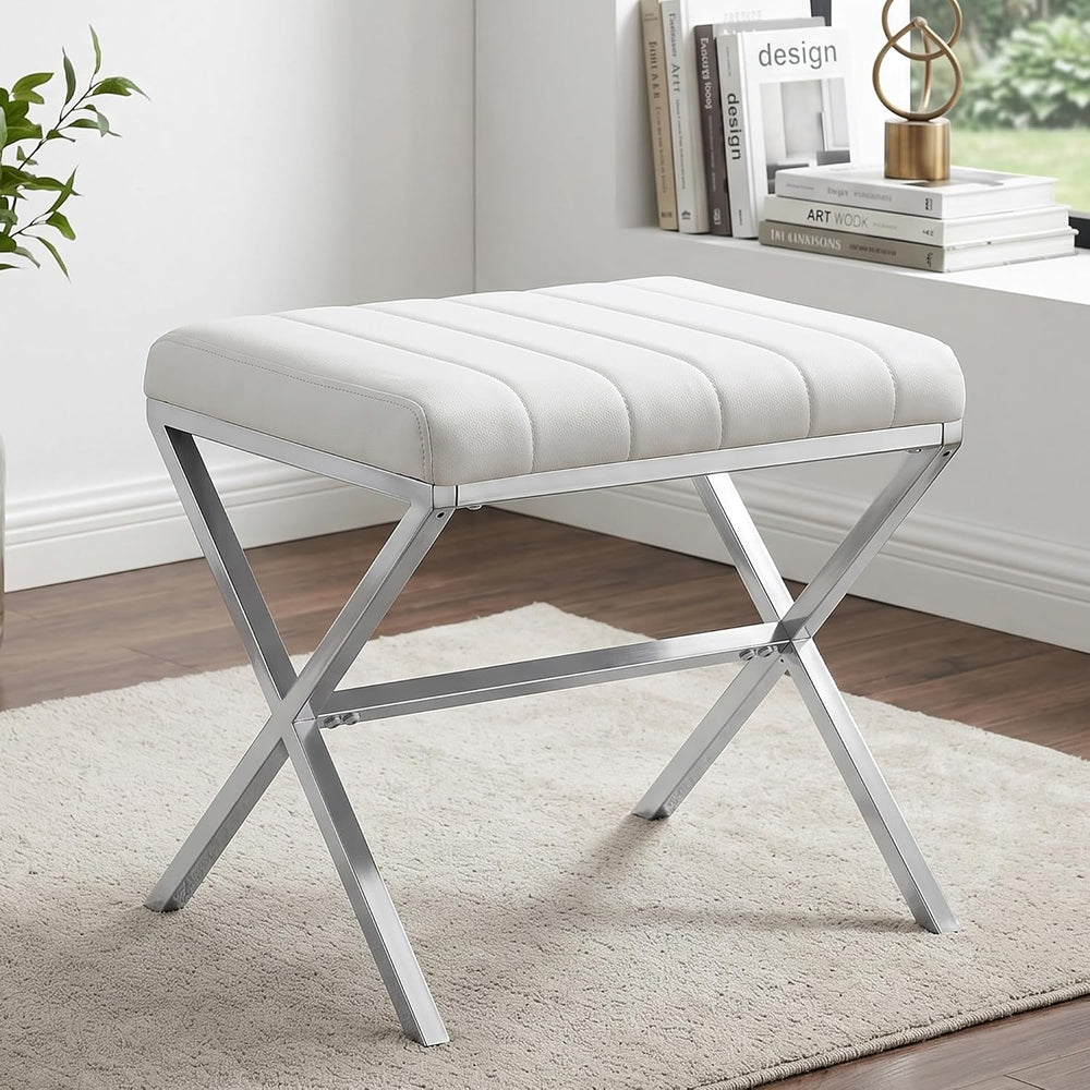 DUHOME Vanity Stool,Modern PU Leather Ottoman Stool Chair for Vanity Bench wi...