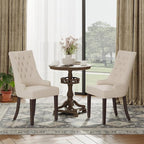 COLAMY Wingback Upholstered Dining Chairs Set of 2, Fabric Side Dining Room Chairs with Tufted Button, Living Room Chairs for Home Kitchen Resturant- Beige