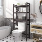 Homykic Over The Toilet Storage, Bamboo 3-Tier Over-The-Toilet Space Saver Organizer Rack, Stable Freestanding Above Toilet Stand with 3 Hooks for Bathroom, Restroom, Laundry, Espresso