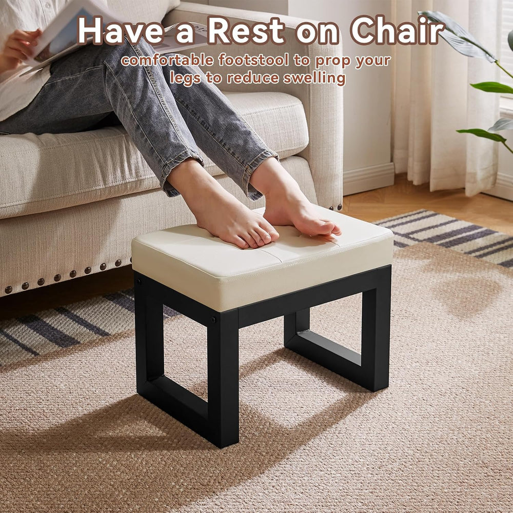 IBUYKE 16 Inch Small Foot Stool Ottoman, Rectangle PU Faux Leather Foot Rest ...