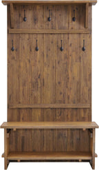 Alaterre Bethel Rustic Solid Wood Entryway Hall Tree with Bench, Natural | 70” Modern Farmhouse Entryway Organizer with Shoe Storage Bench and Coat Hooks, Natural Aged Brown, for Jackets, Shoes & Bags