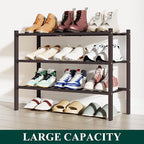 Smiry Shoe Rack, 3 Tier Bamboo Shoe Organizer, Stackable Free Standing Wooden Shoe Storage Shelf for Closet, Entryway, Front Door Entrance, Brown