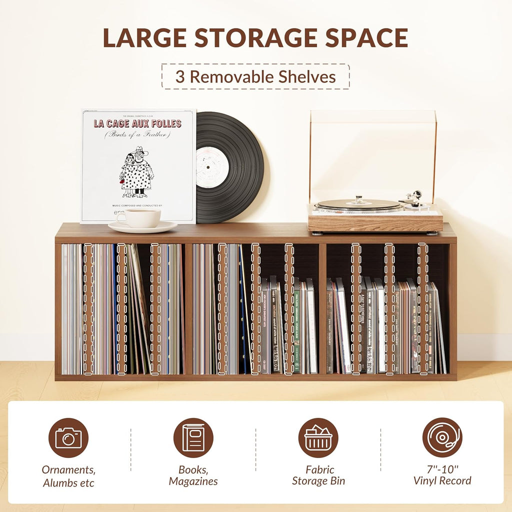 IOTXY DIY Modular Cube Bookcase - CubeXY Customizable Stackable Expandable Basic Shelving Units, 12-Cube Wooden Open Bookshelf with Removable Shelves for Vinyl Record Storage Organizer, Walnut