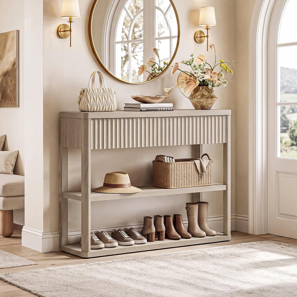 SICOTAS Fluted Entryway Table with Storage, 44.13" W Console Table with ...