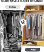 6 pcs 40" Garment Bags for Hanging Clothes, Clear Suit Bags for Closet Storage Clothing Storage, Garment Bags for Travel Covers with 10" Gussets for Coats, Jackets, Shirts and Sweater