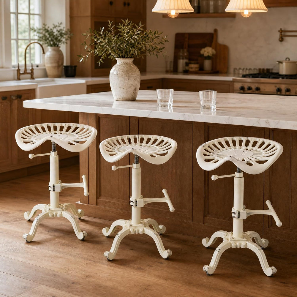 Vintage Tractor Seat Bar Stools Rustic 20-27inch Counter Height Adjustable Ki...