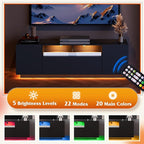 WLIVE Modern TV Stand for 65 Inch TV, Entertainment Center with LED Lights & Large Storage Cabinets, Sturdy Media Console for Living Room, Bedroom, Gaming(Black)
