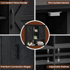 Vabches Bathroom Wall Cabinet, Farmhouse Medicine Cabinet with Double Barn Door and Adjustable Shelves, Wooden Vintage Storage Cabinet Wall Mounted for Bathroom, Kitchen Dining, Rustic Black