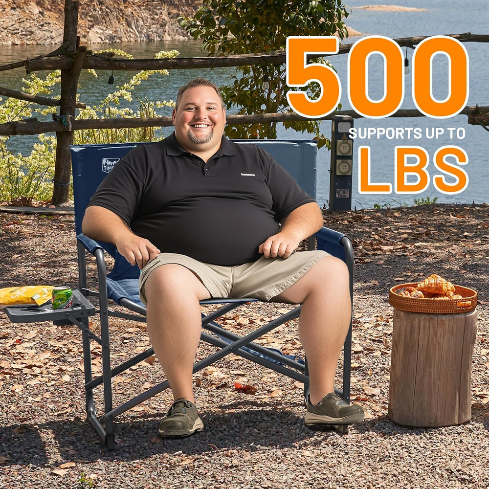 TIMBER RIDGE XXL Director’s Chair – Heavy Duty Folding Chair with Side Table,...