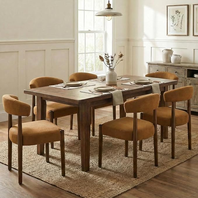 VKNOW Wooden Dining Chairs Set of 2, Modern Upholstered Dining Room Chairs wi...