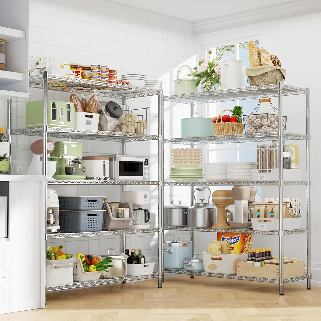 Storage Shelves Heavy Duty, 45" W x 20" D x 72" H Garage Wire Shelving Unit Loads 2000LBS, 5-Tier Adjustable Metal Industrial Utility Shelf Rack for Kitchen, Laundry Room, Pantry, Warehouse, Basement