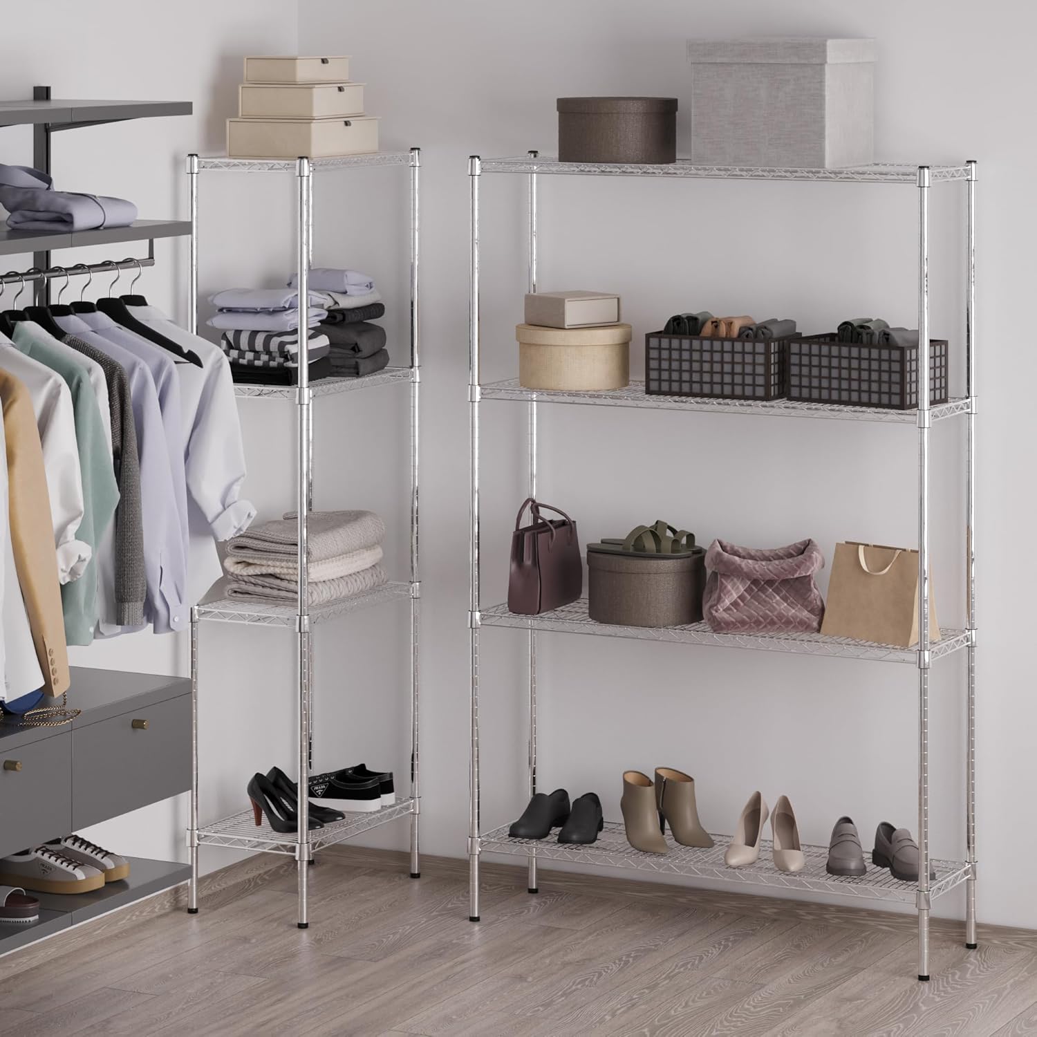 14" Deep x 48" Wide x 74" Height Wire Shelving Kit | 4-Tier | NSF Commercial Storage Rack Unit