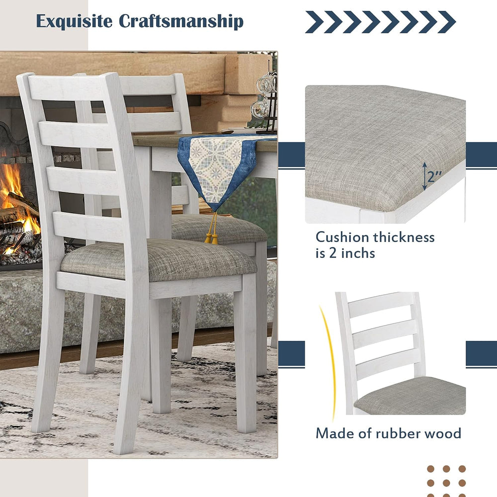 Harper & Bright Designs Rustic 6-Piece Dining Set with Table, 4 Upholster...