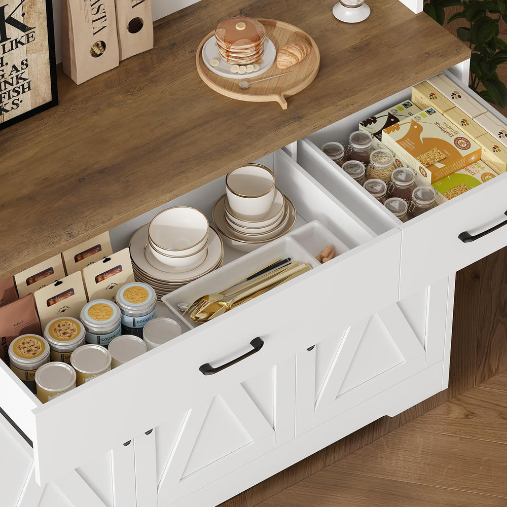 HOSTACK 71"H Kitchen Pantry Storage Cabinet, Farmhouse Hutch Cabinet, Wh...
