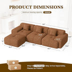 122" L Shaped Convertible Modular Couch, Cloud Couch Sectional with Ottoman, 4-Seater Chenille Boneless Couches for Living Room, Apartment, No Assembly, Orange 1PCS