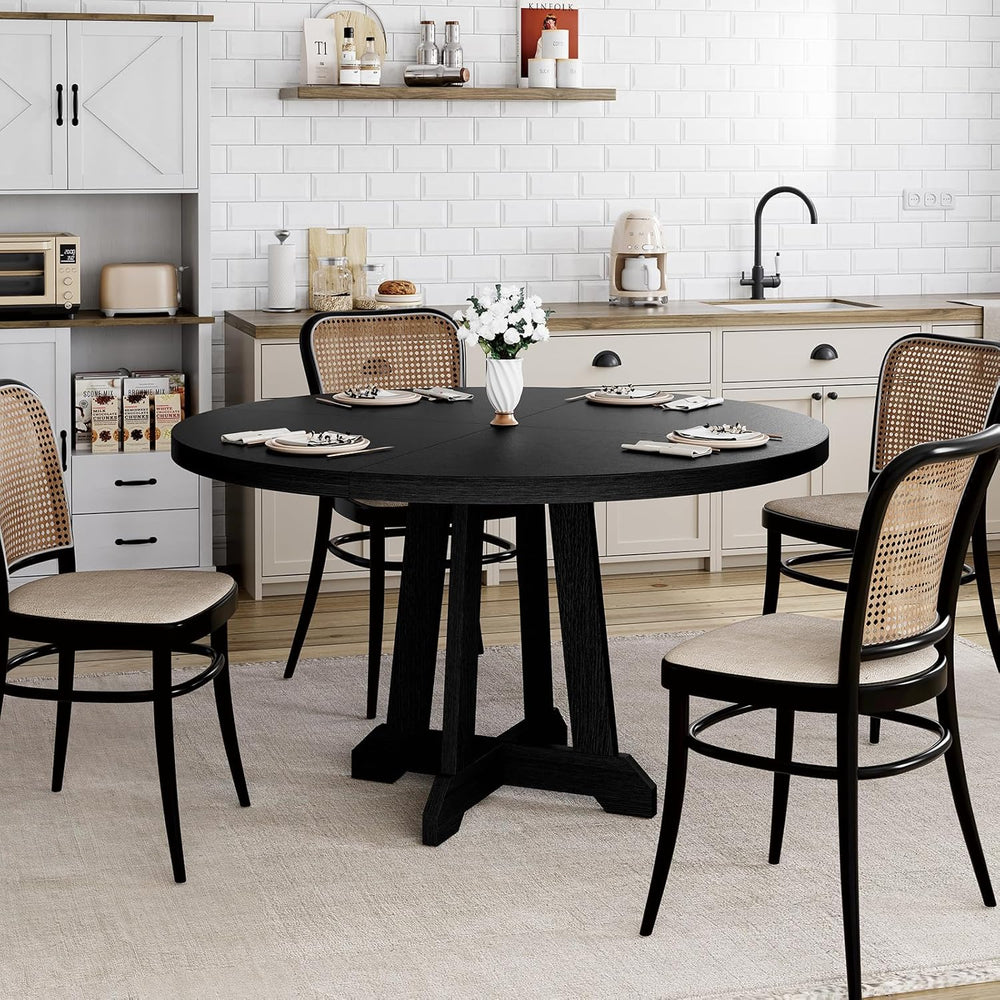 GarveeHome Round Dining Table for 4, 47 Inches Dining Room Table with Wooden ...