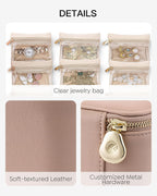 VLANDO Travel Jewelry Organizer with 12 Clear Velvet Zipper Pouches,Khaki | Travel Luggage Storage,Rings,Bracelets,Earrings Storage,Women Girls,Bridesmaid,Anniversaries Gift