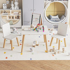 Kids Table and 2 Chairs Set, 3 Pieces Toddler Table and Chair Set, Kids' Table & Chair Sets, Kid Play Table for Daycare, Classroom, Home (White)