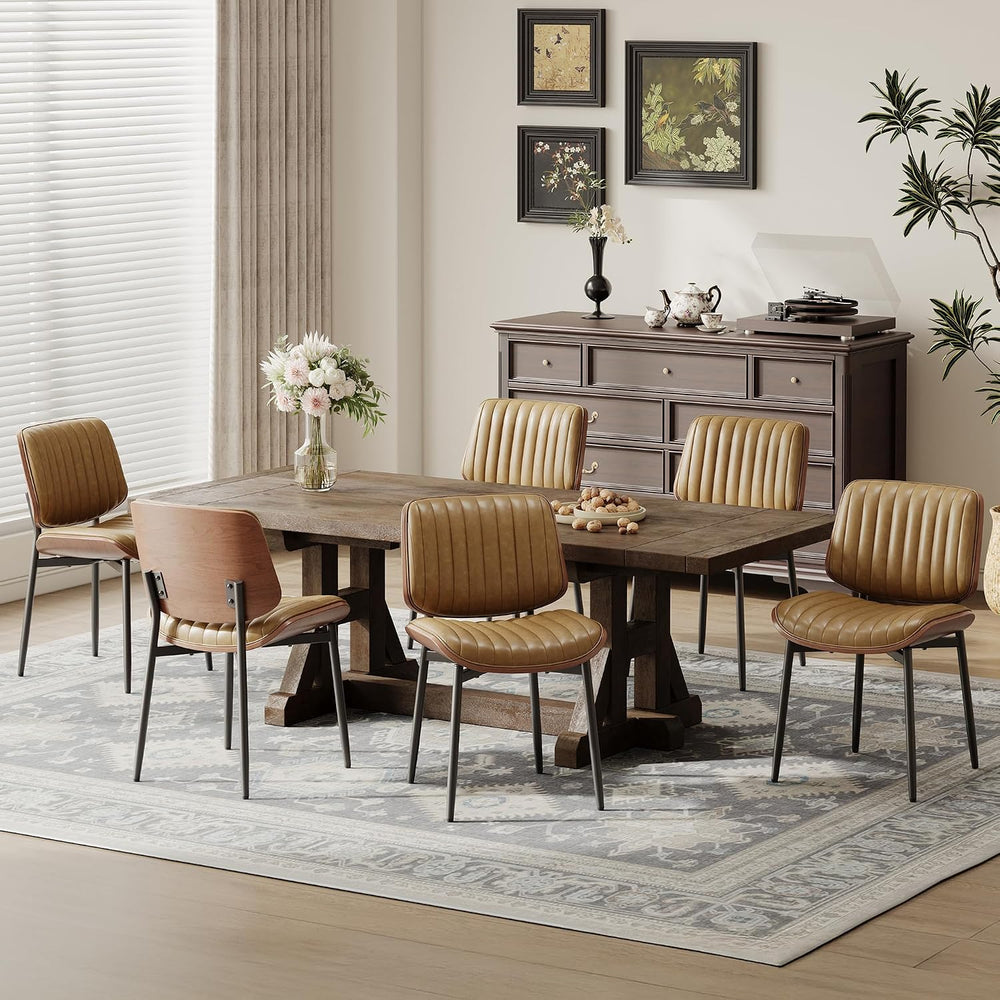 MALOL Leather Dining Chairs Set of 6, Modern Upholstered Dining Room Kitchen ...