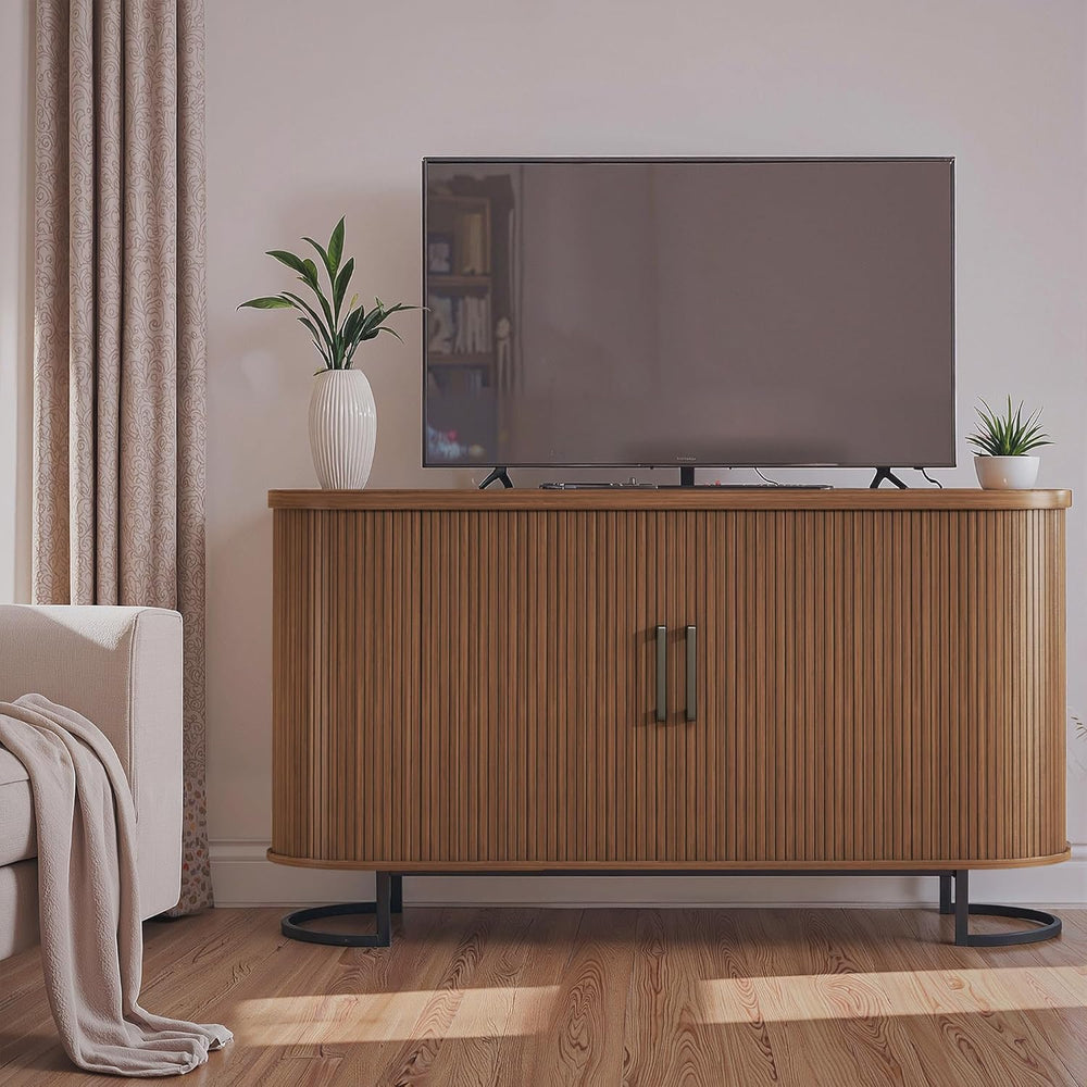HUAHUU Sideboard Buffet Cabinet with Storage, 54.3" Fluted Tambour, Adju...