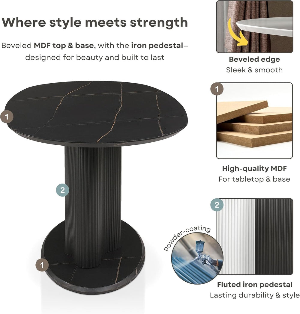 Homes: Inside + Out Elara Modern 54-inch Oval Dining Table with Fluted Pedest...