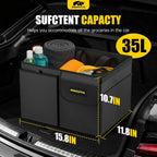 MIKKUPPA Car Trunk Organizer - 35L Collapsible Trunk Organizer with Lid, Sturdy Car Storage for SUV Auto Truck Van (Black, 2Pack)
