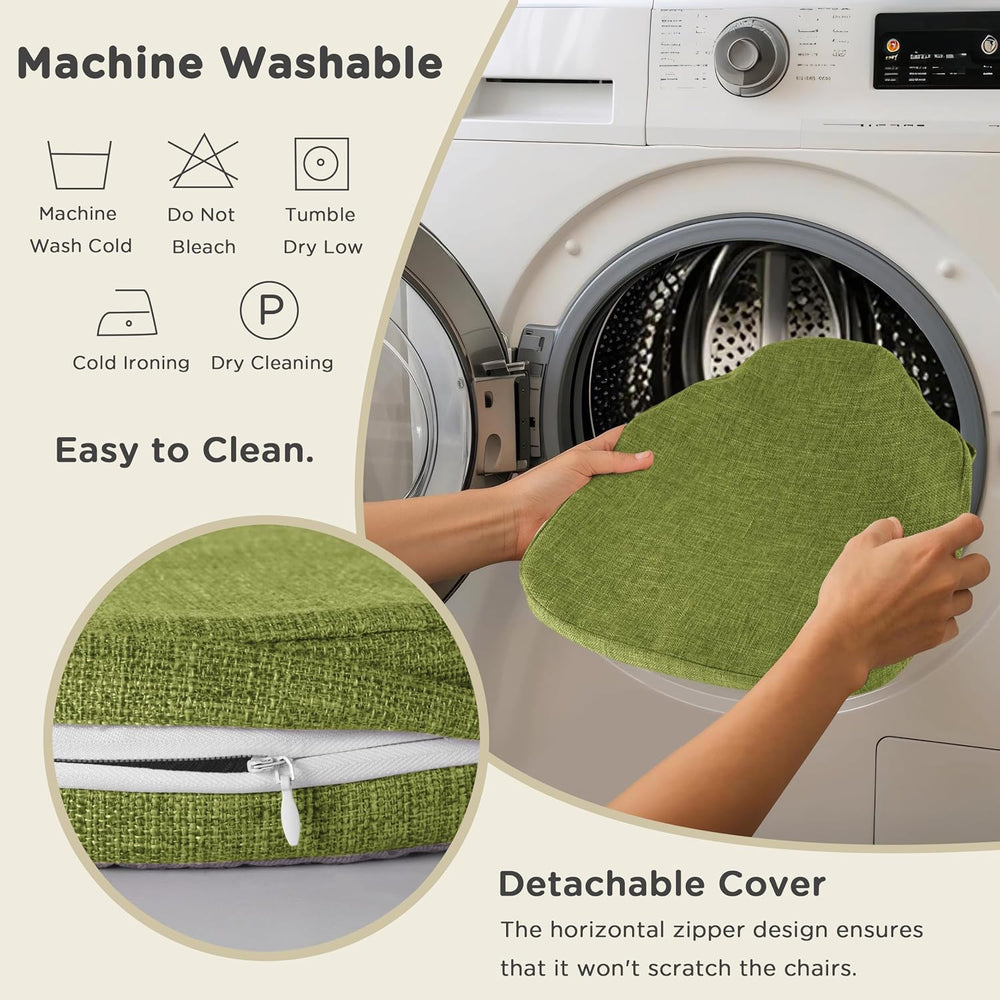 AddGrace Chair Cushions for Windsor Chairs Set of 6 Green 16.5"x15.5"