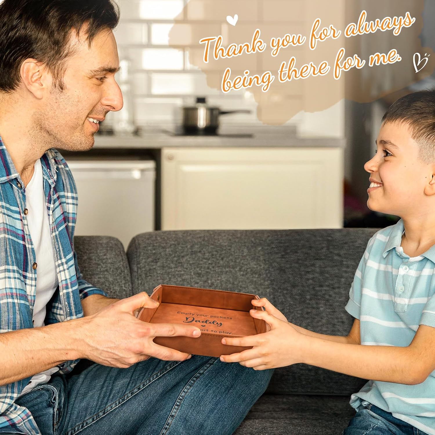 Daddy Gifts for Fathers Day, Dad Gifts from Daughter Son - Premium PU Leather Empty Your Pockets Daddy Tray - Best Dad Ever Gifts for Fathers Day