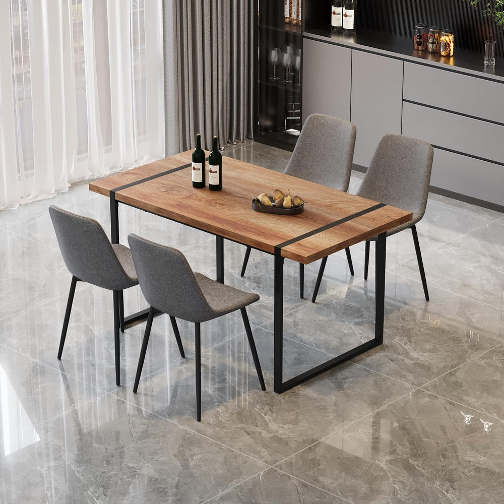 Modern Dining Table Set for 4, Wooden Kitchen Table and Chairs Set,5 Piece Di...