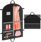 Garment Bags for Hanging Clothes, Dance Costume Garment Bag with Pockets, Waterproof Hanging Clothes Bag, Foldable Dustproof Dance Travel Bag for Suit Dance Costume (110×60cm,Black)
