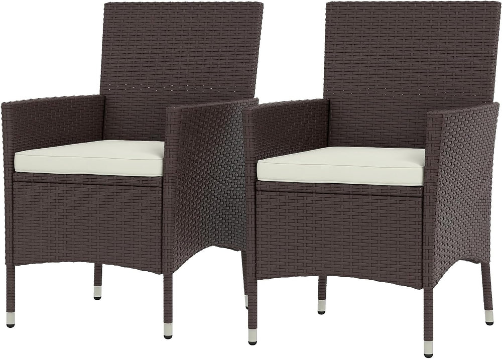 Rattan Dining Chairs, 2 PCS Patio Wicker Chairs Set with Cushions and Anti-Sl...