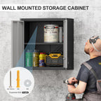 Metal Wall Cabinet, Garage Cabinets Wall Mounted, Locking Storage with Adjustable Shelves, Wall Mounted Garage Cabinet with Doors, Floating Cabinet for Home Office, Utility Room