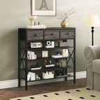 5-Tier Shoe Rack with 3 Drawers, Metal Shoe Organizer for 20 Pairs with Storage Shelves and Wooden Top, for Entryway, Hallway, Foyer, Closet, Charcoal and Black SS35BC