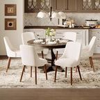 Dining Chairs Set of 6, Upholstered Dining Room Chair with Wood Legs, High-Back Padded Kitchen Chairs for Dining Room/Restaurant/Cafe, Beige