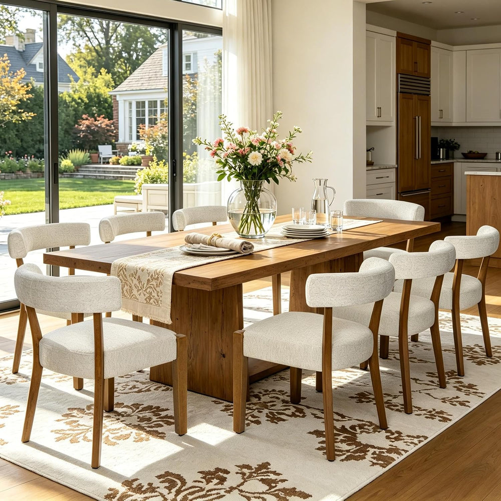 RNKSFX Upholstered Dining Chairs Set of 8, Walnut Wooden Kitchen & Dining...
