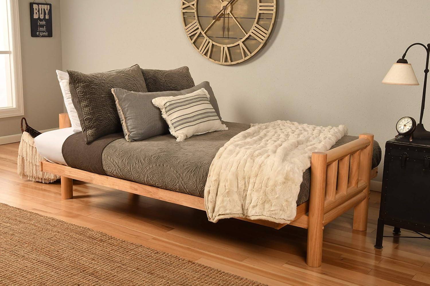 Kodiak Futons Lodge Futon in Natural Finish with Marmont Mocha Mattress, Brown, Full (760916)