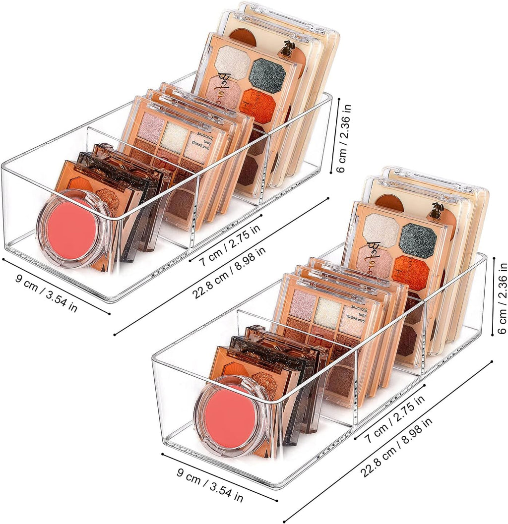 JessLab Acrylic Organizer, 2PK Cube Sections Makeup Organizer for Drawer, Makeup Organizer for Vanity, Countertop, Bathroom, Kitchen and Cabinet Storage(3+3 Compartment)