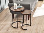 Julian Bowen Tribeca Round Nesting Side Tables, Walnut Effect/Black