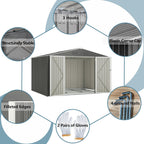 Metal Outdoor Storage Sheds 8 x 6 FT Lockable Metal Garden Shed Steel Anti-Corrosion Storage House with Double Lockable Door for Backyard Outdoor Patio