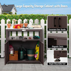 Garden Potting Bench with Storage Cabinet, Outdoor Gardening Table & Work Bench for Plants, Horticulture, Outdoor Workstation with Stainless Steel Tabletop, Outdoor Work Table